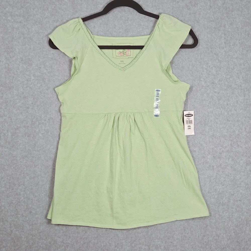 NEW‎ 2006 Old Navy Girl XXL 16 Flutter Sleeve Top Light Green T Shirt Y2K 2000s
